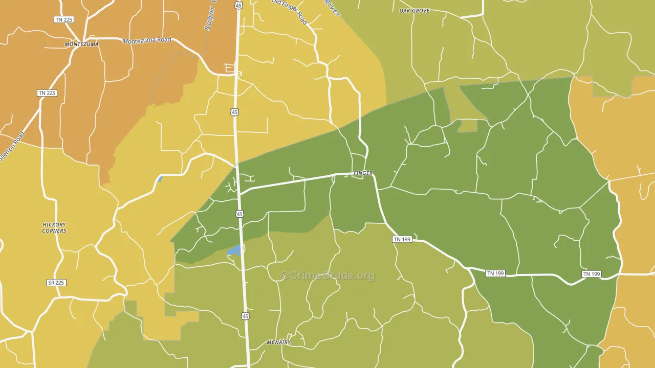 38334, TN Map of Drug-Related Crime Rates