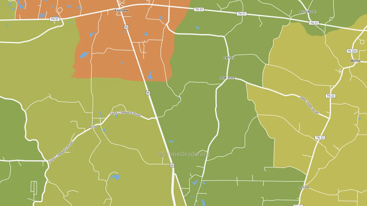 38339, TN Map of Drug-Related Crime Rates