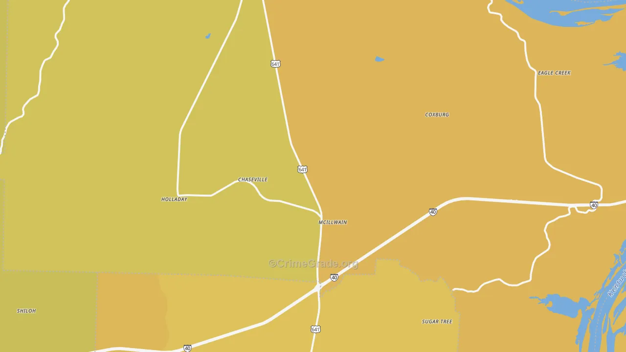 38341, TN Map of Drug-Related Crime Rates