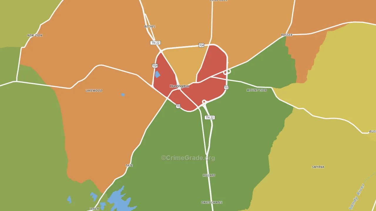 38344, TN Map of Drug-Related Crime Rates