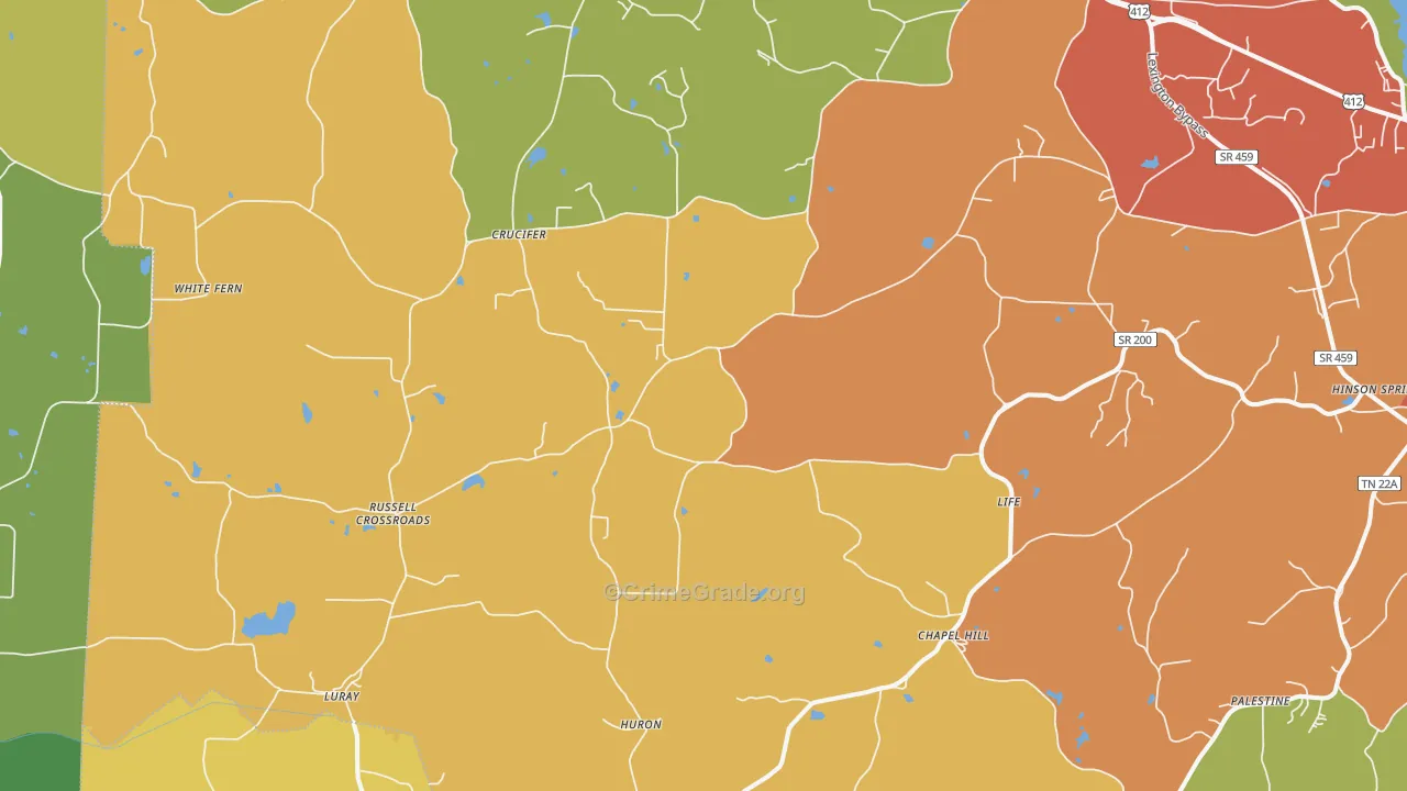 38345, TN Map of Drug-Related Crime Rates
