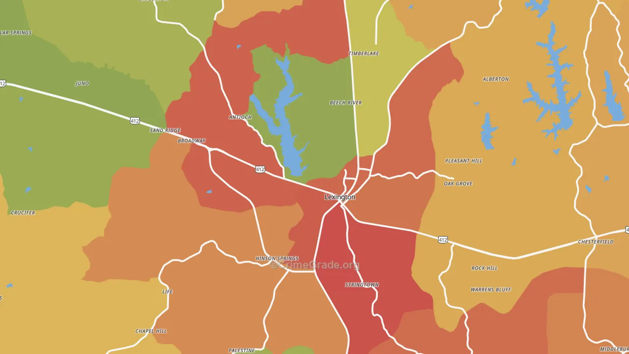 38351, TN Map of Drug-Related Crime Rates