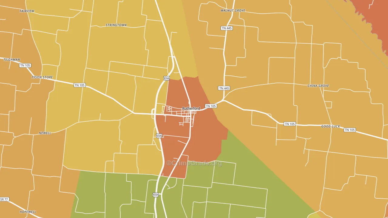 38369, TN Map of Drug-Related Crime Rates