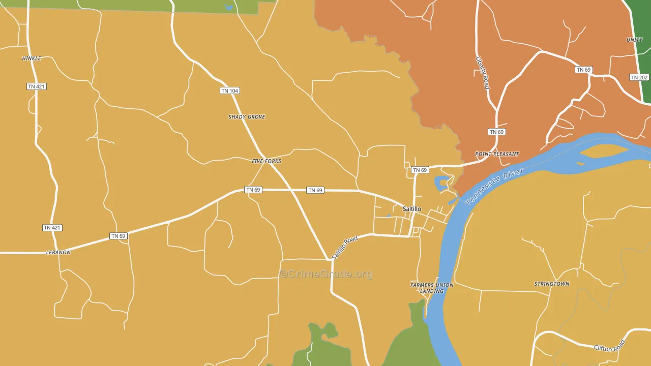 38370, TN Map of Drug-Related Crime Rates