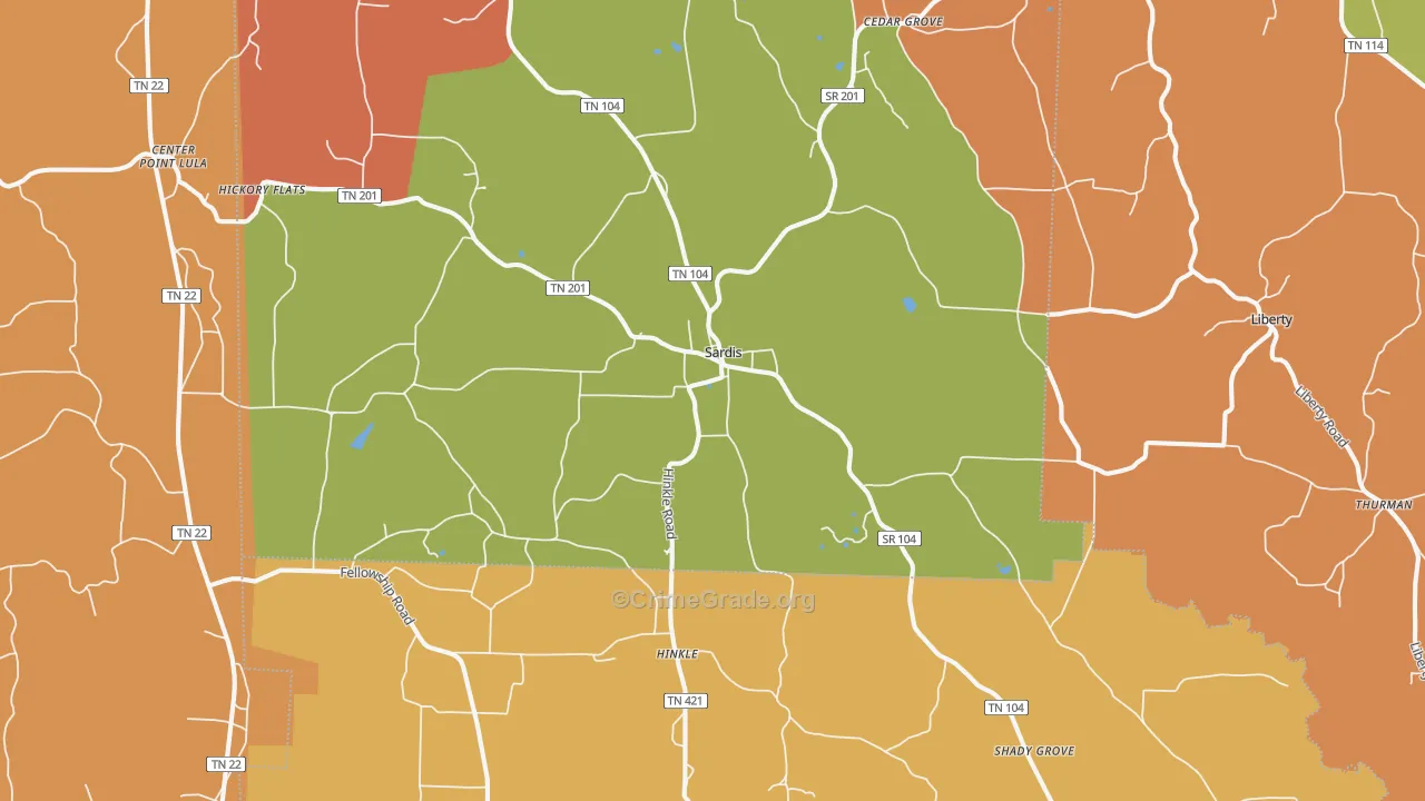 38371, TN Map of Drug-Related Crime Rates
