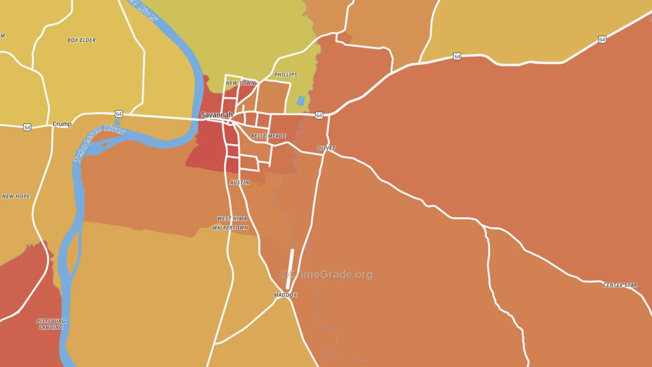 38372, TN Map of Drug-Related Crime Rates