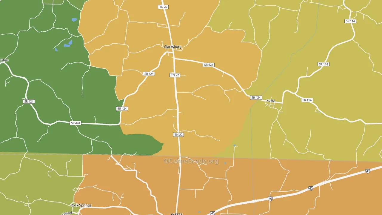 38390, TN Map of Drug-Related Crime Rates