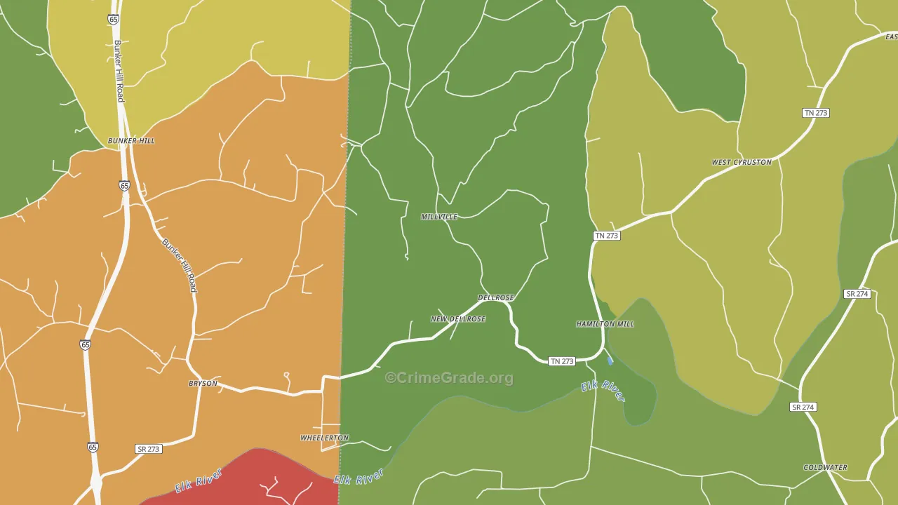 38453, TN Map of Drug-Related Crime Rates