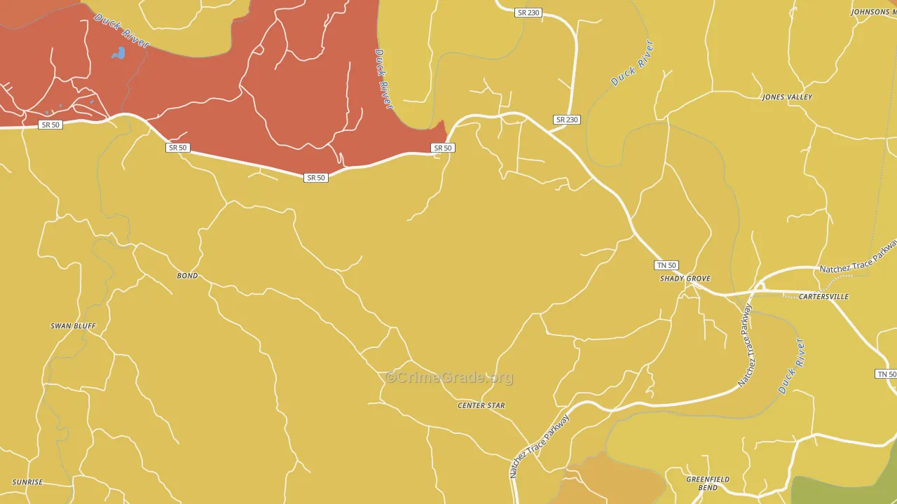 38454, TN Map of Drug-Related Crime Rates