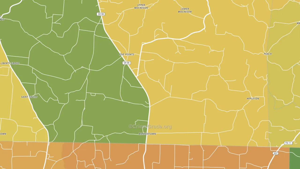 38457, TN Map of Drug-Related Crime Rates