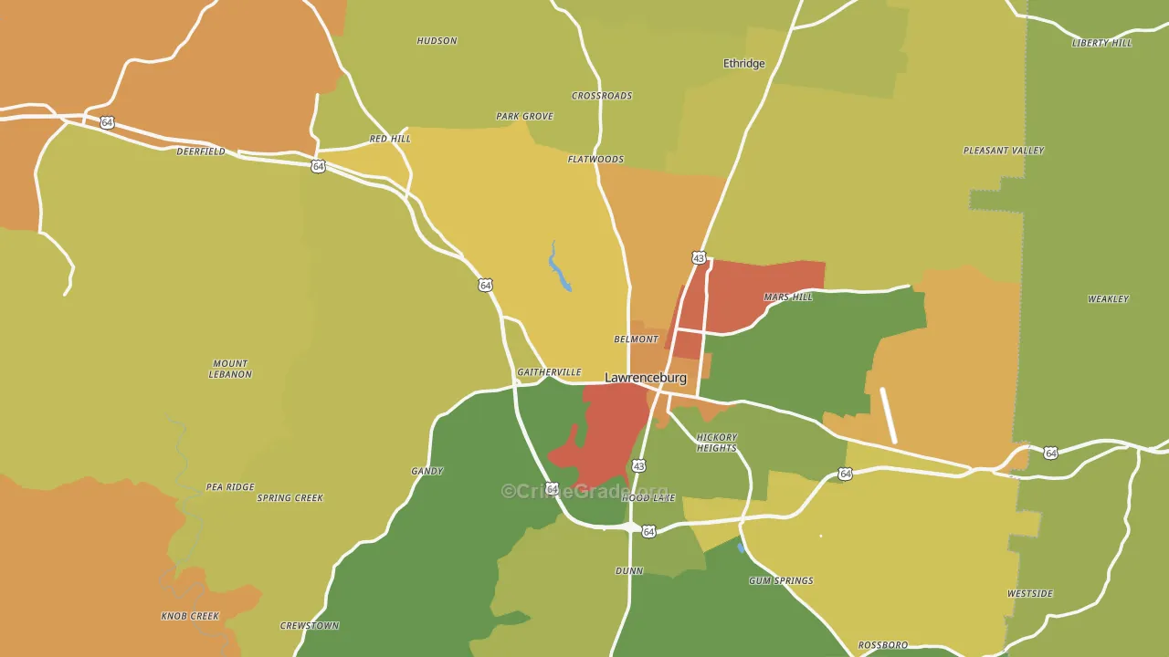 38464, TN Map of Drug-Related Crime Rates