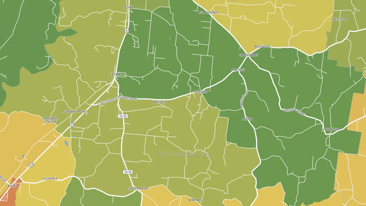 38468, TN Map of Drug-Related Crime Rates