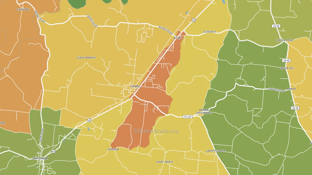 38469, TN Map of Drug-Related Crime Rates