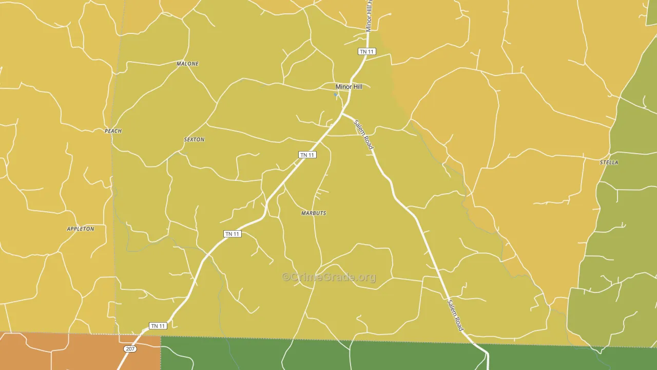 38473, TN Map of Drug-Related Crime Rates