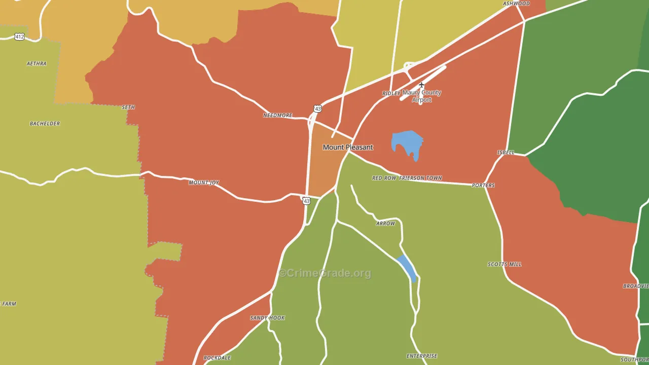 38474, TN Map of Drug-Related Crime Rates