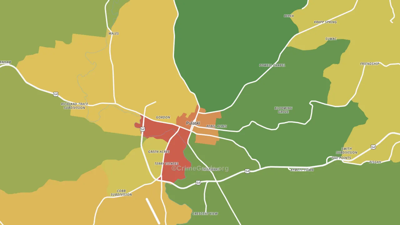 38478, TN Map of Drug-Related Crime Rates