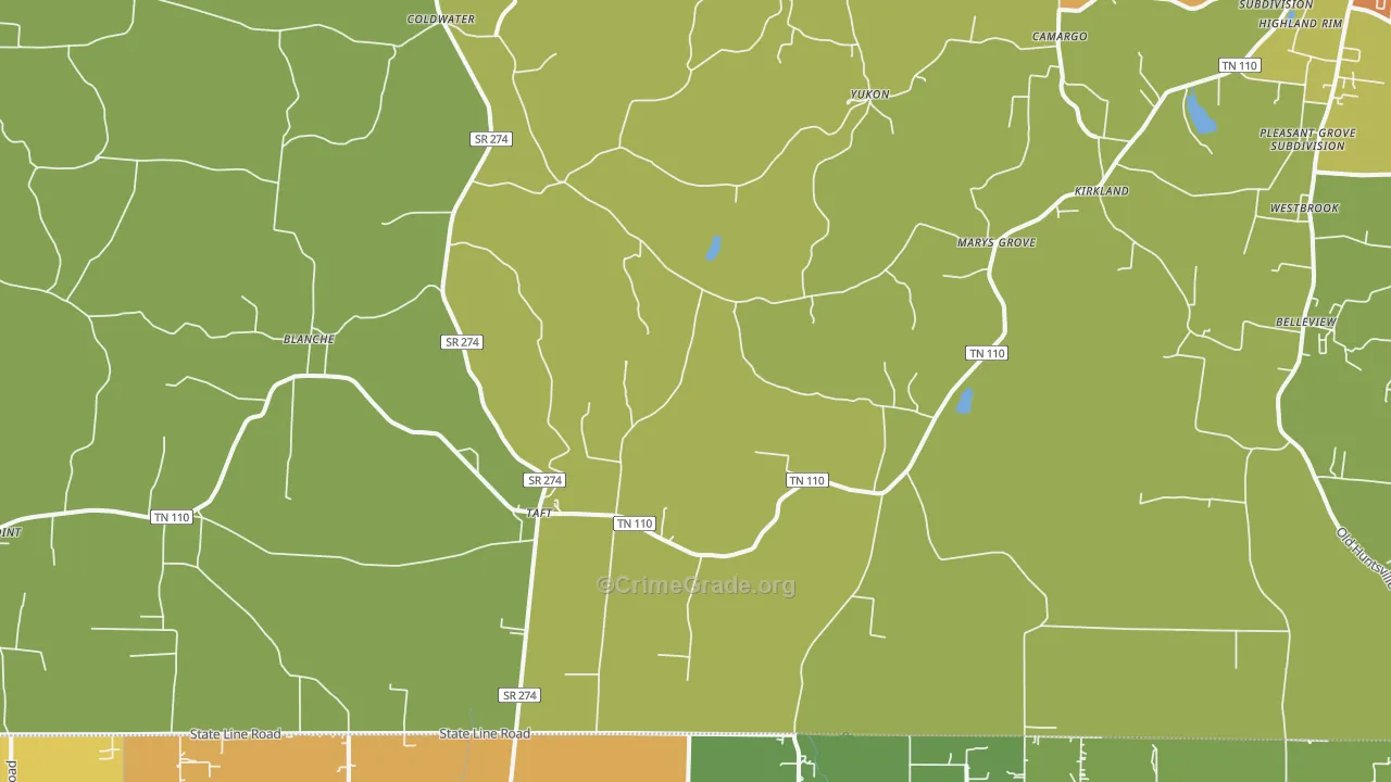 38488, TN Map of Drug-Related Crime Rates