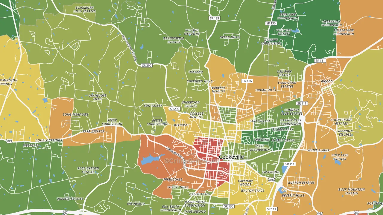 38501, TN Map of Drug-Related Crime Rates