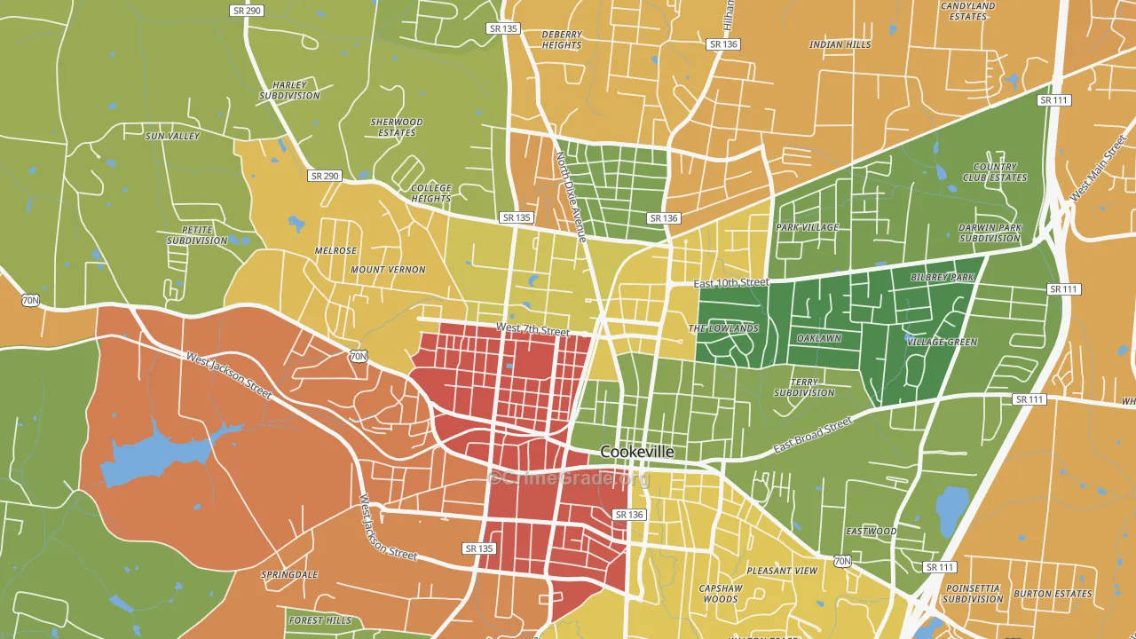 38505, TN Map of Drug-Related Crime Rates