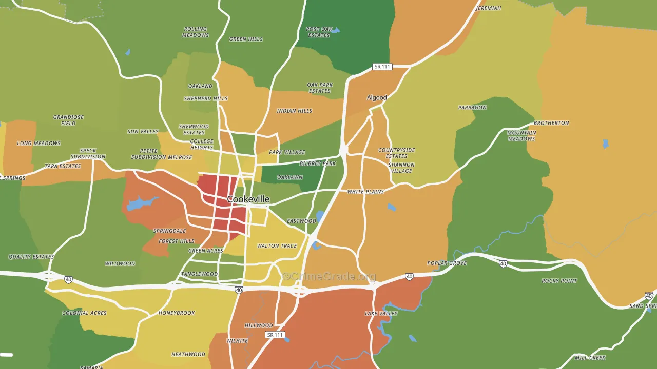 38506, TN Map of Drug-Related Crime Rates