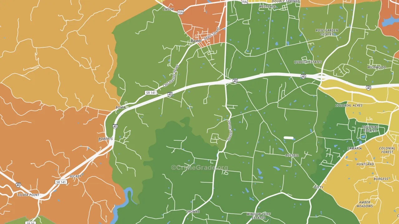 38544, TN Map of Drug-Related Crime Rates