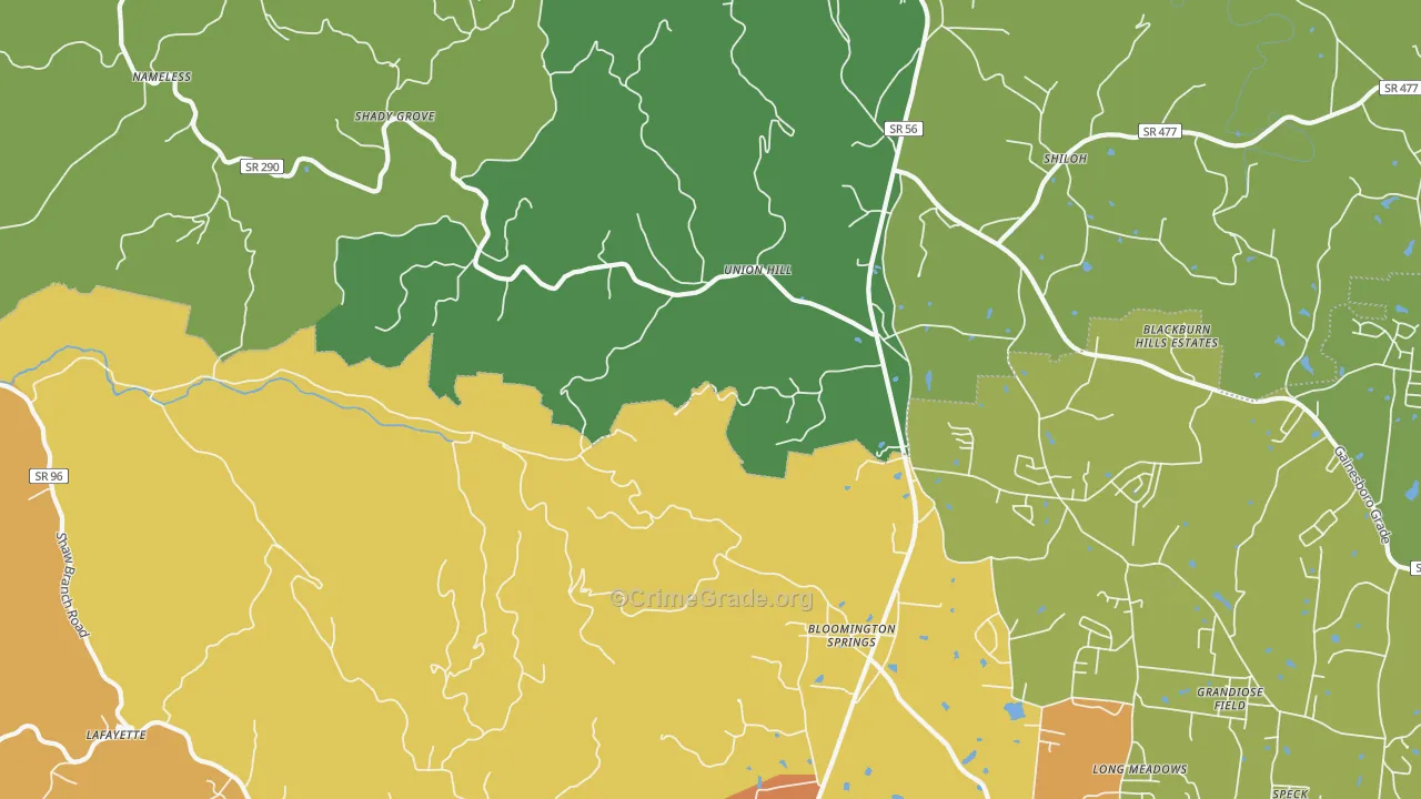 38545, TN Map of Drug-Related Crime Rates
