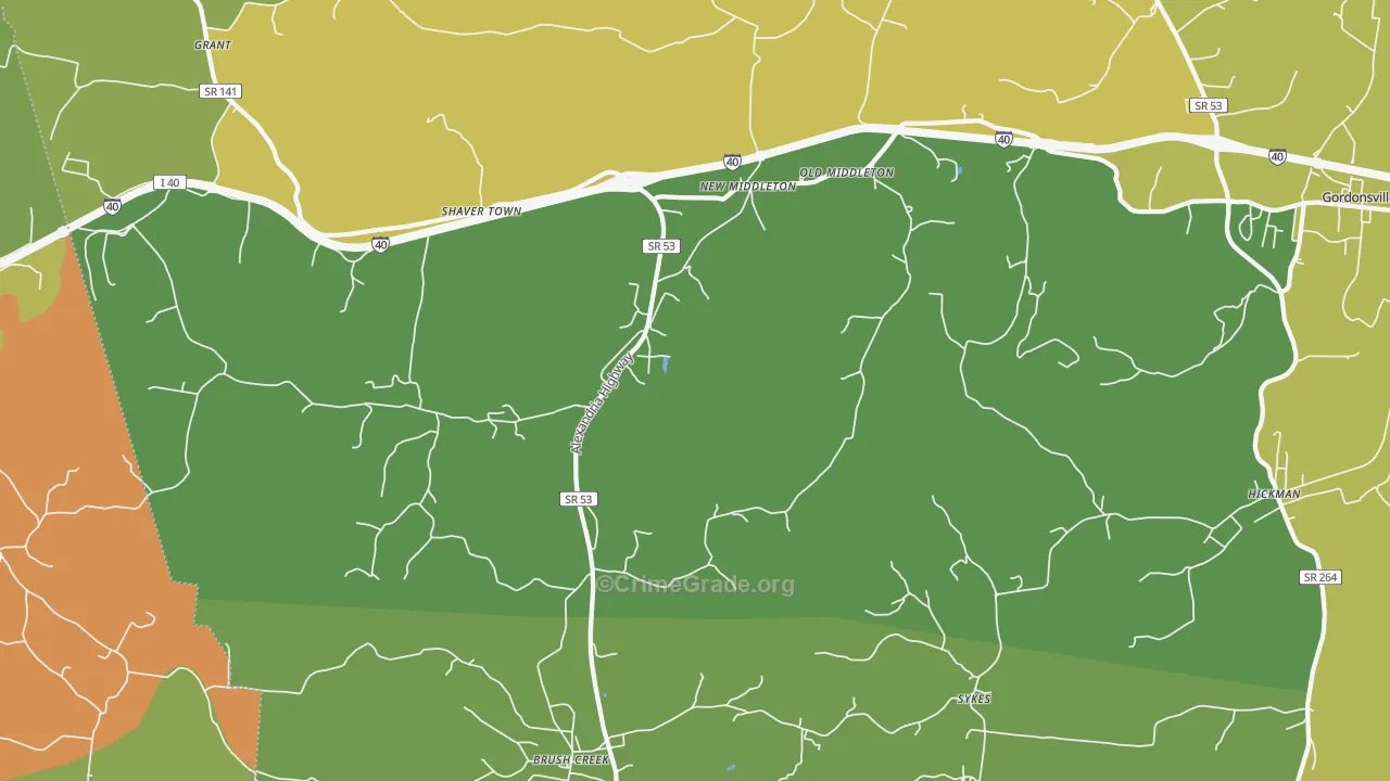 38547, TN Map of Drug-Related Crime Rates