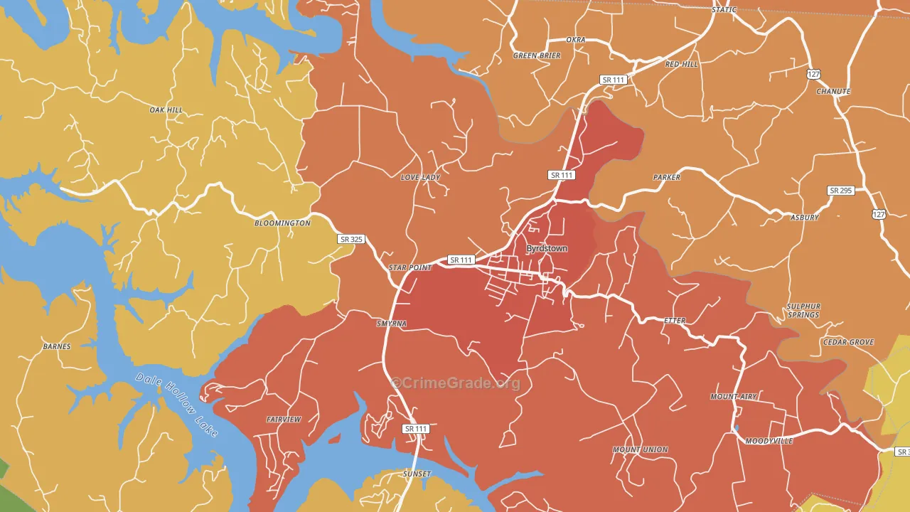 38549, TN Map of Drug-Related Crime Rates