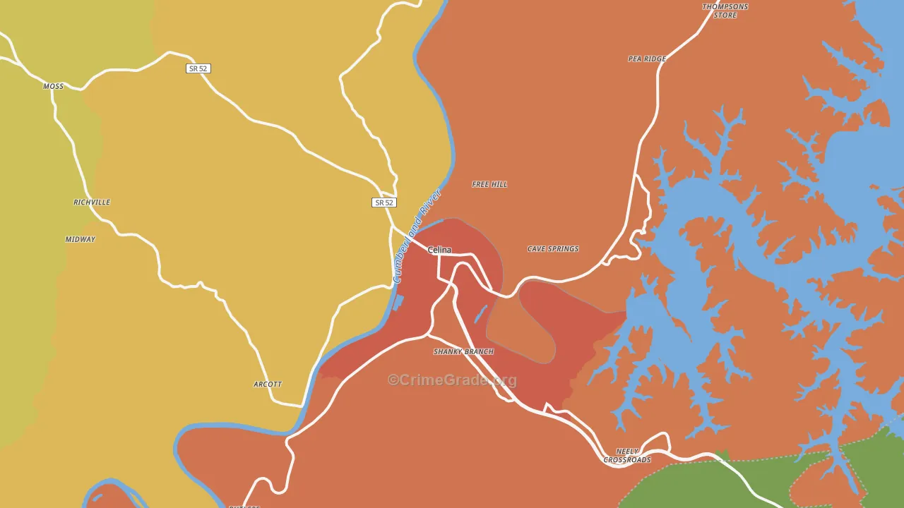38551, TN Map of Drug-Related Crime Rates