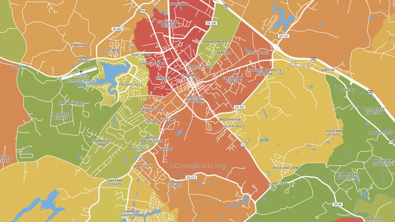 38555, TN Map of Drug-Related Crime Rates