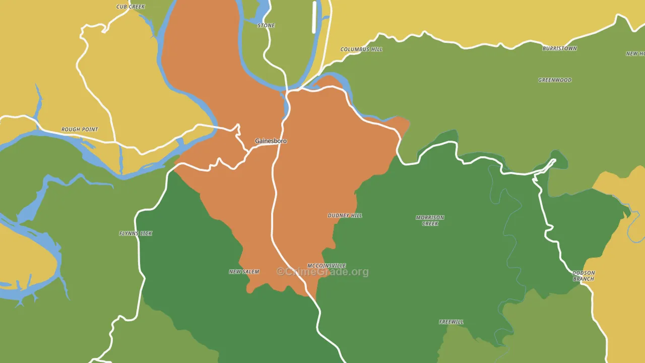 38562, TN Map of Drug-Related Crime Rates