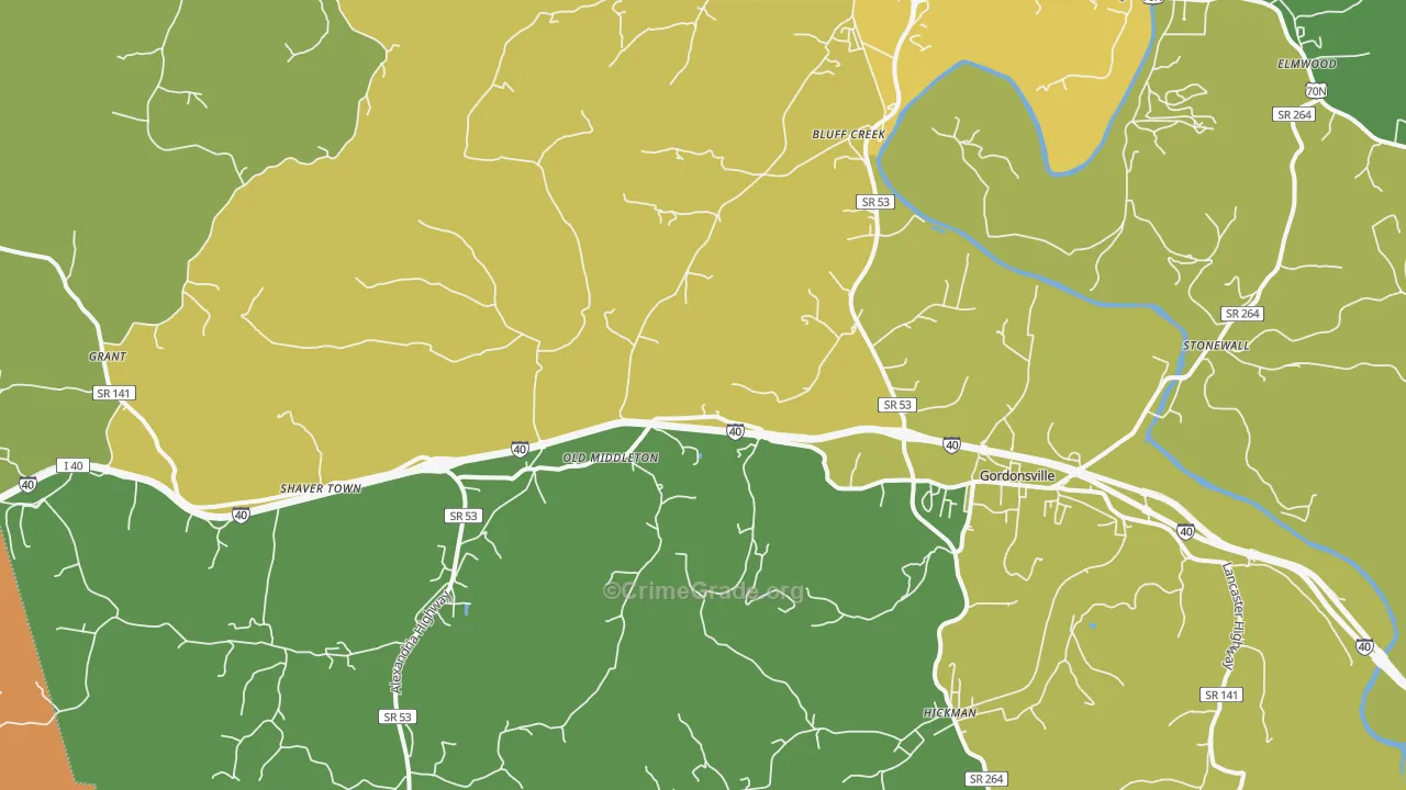 38563, TN Map of Drug-Related Crime Rates