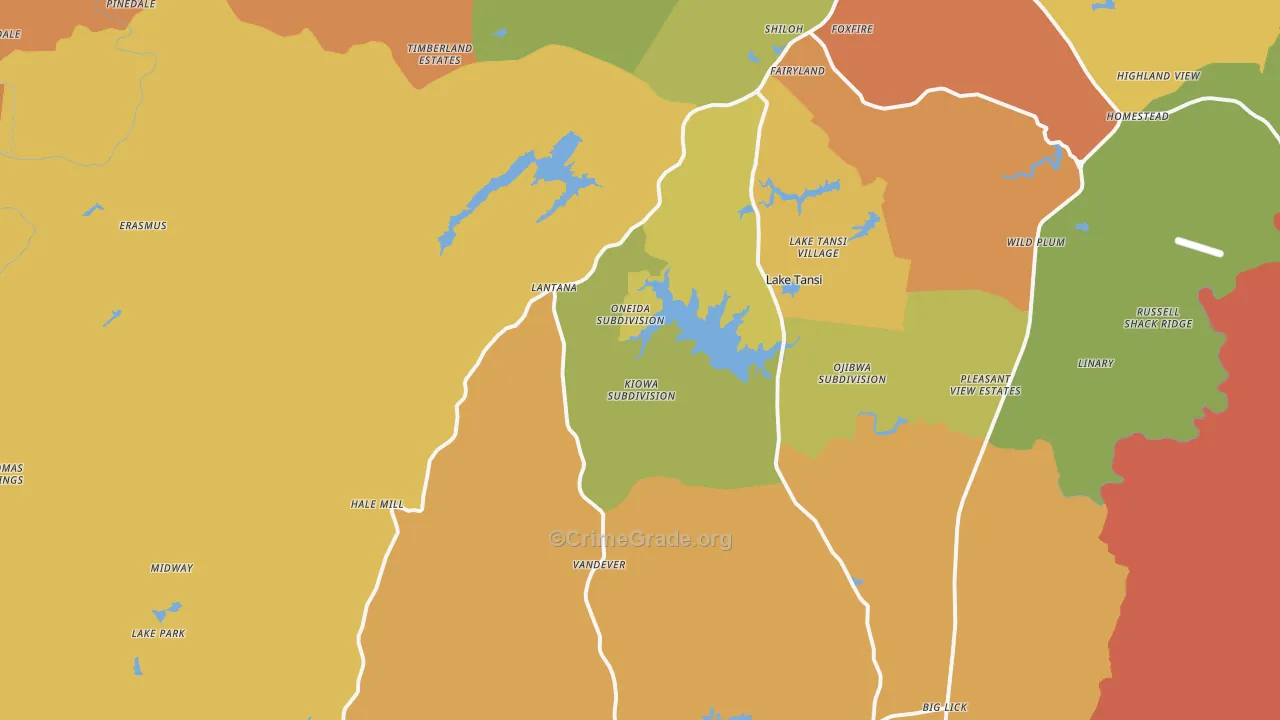 38572, TN Map of Drug-Related Crime Rates