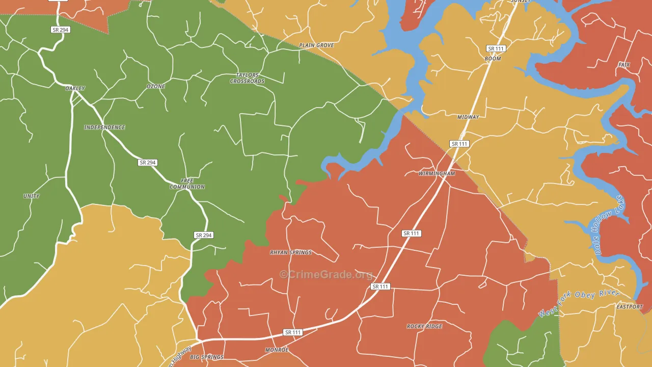 38573, TN Map of Drug-Related Crime Rates