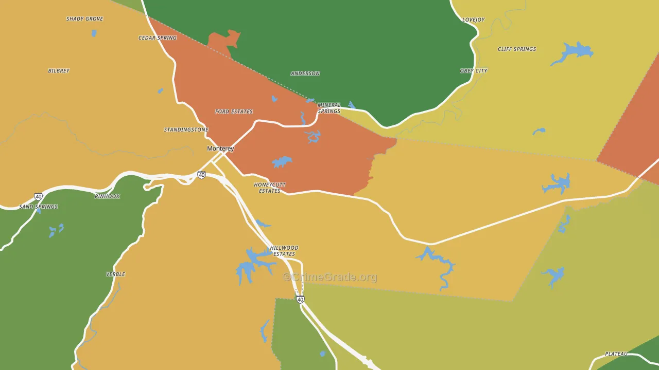 38574, TN Map of Drug-Related Crime Rates