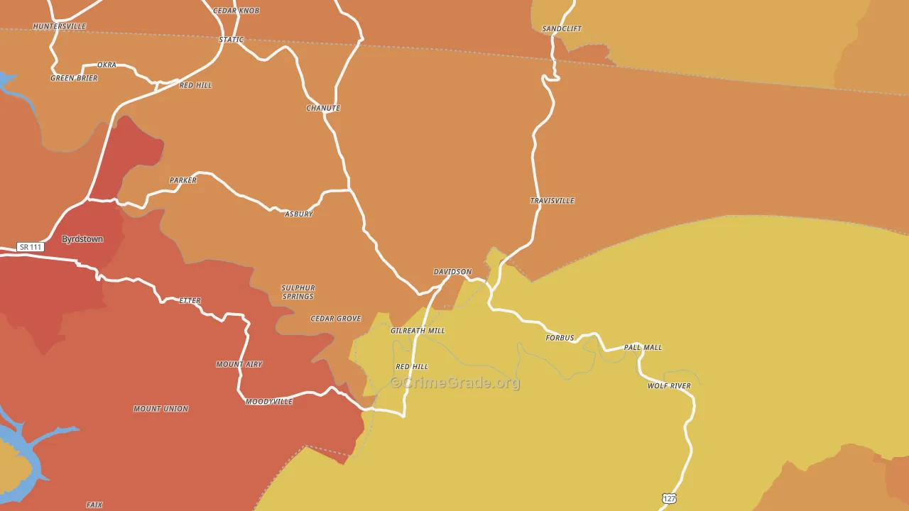 38577, TN Map of Drug-Related Crime Rates