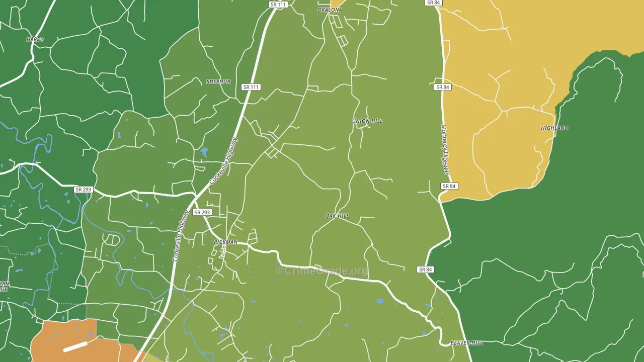 38580, TN Map of Drug-Related Crime Rates