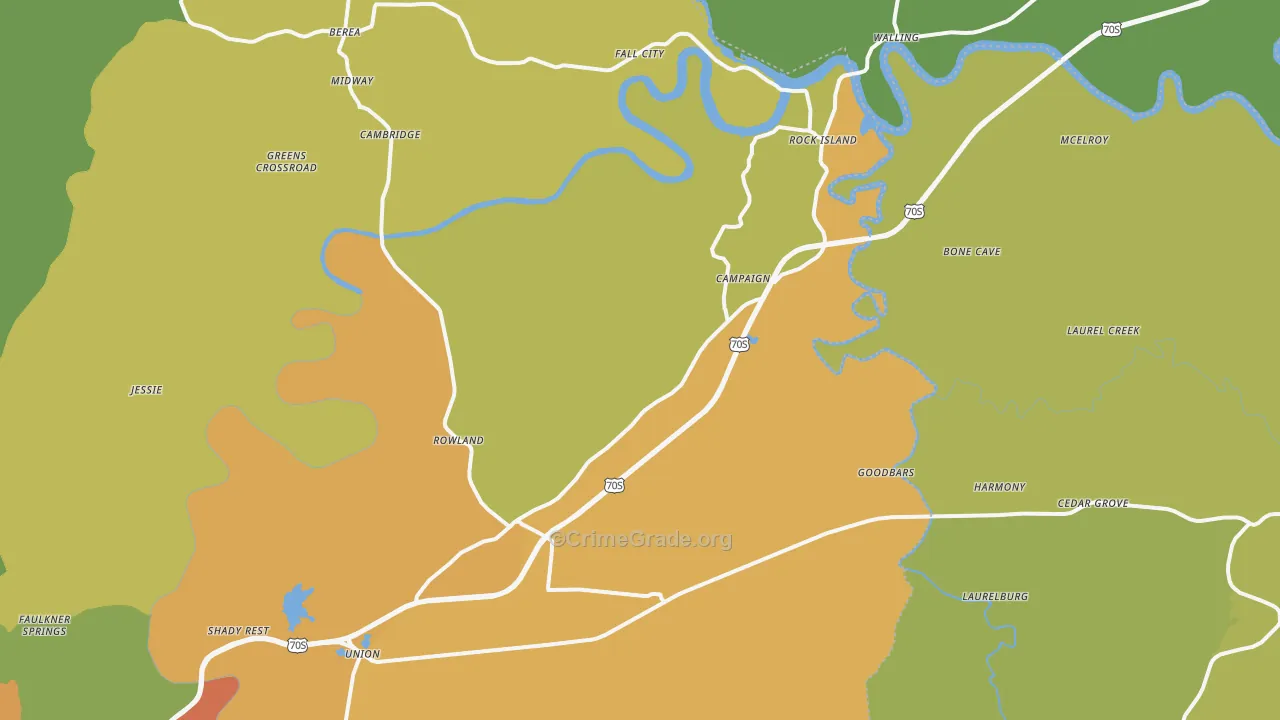 38581, TN Map of Drug-Related Crime Rates