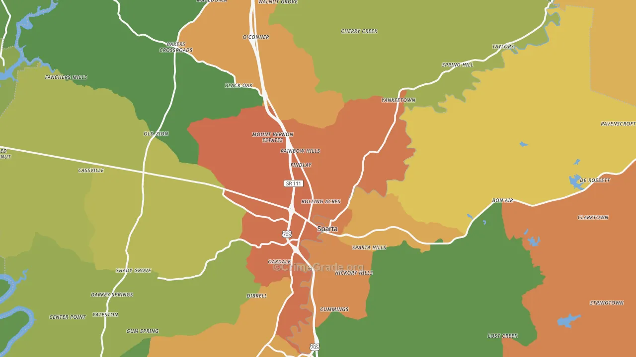 38583, TN Map of Drug-Related Crime Rates