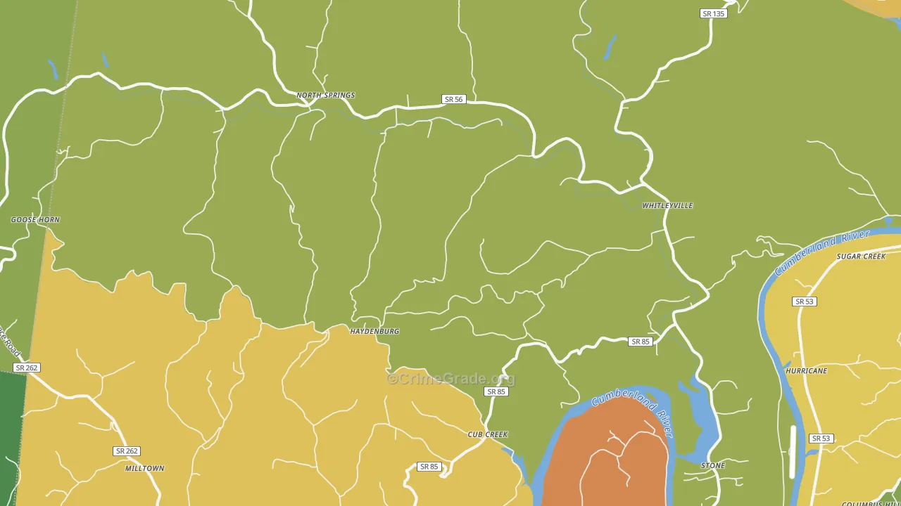 38588, TN Map of Drug-Related Crime Rates