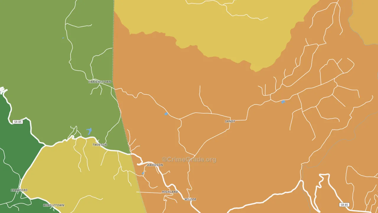38589, TN Map of Drug-Related Crime Rates