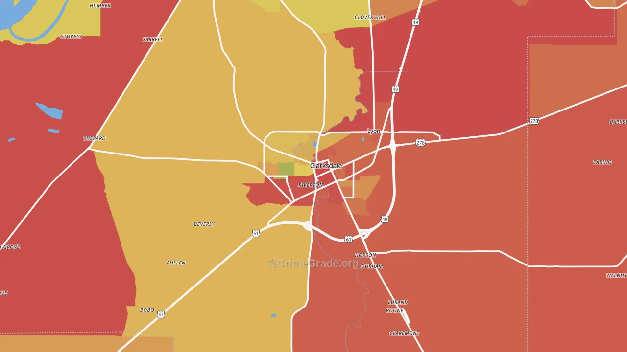 38614, MS Map of Drug-Related Crime Rates