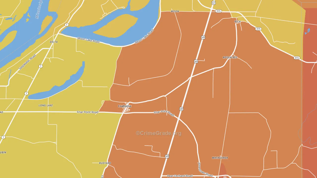 38617, MS Map of Drug-Related Crime Rates