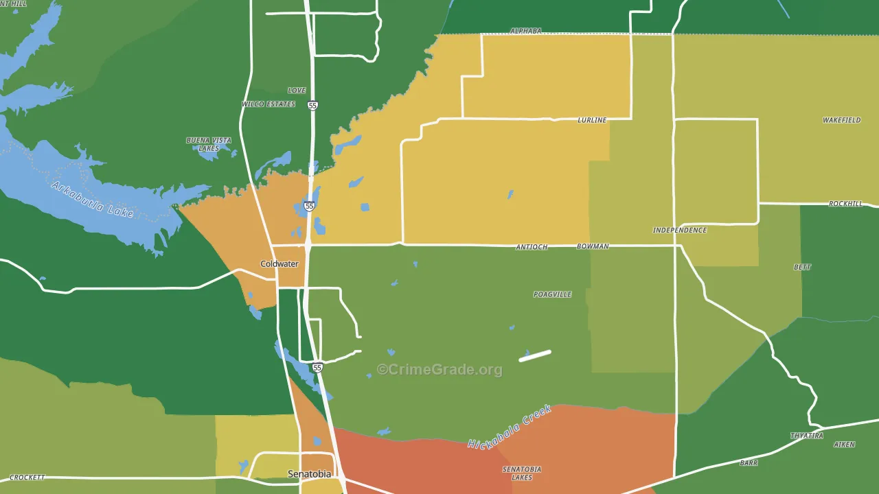 38618, MS Map of Drug-Related Crime Rates