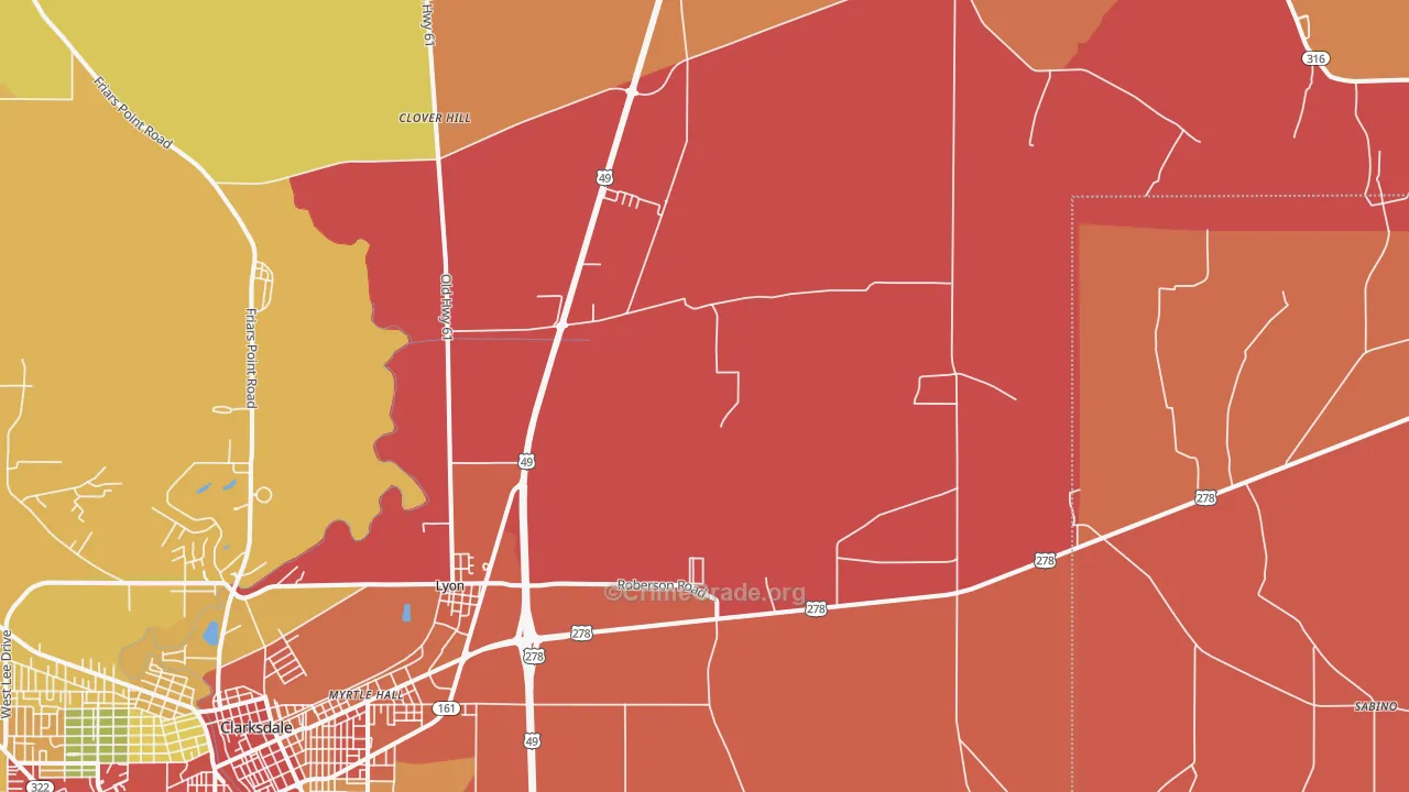 38645, MS Map of Drug-Related Crime Rates