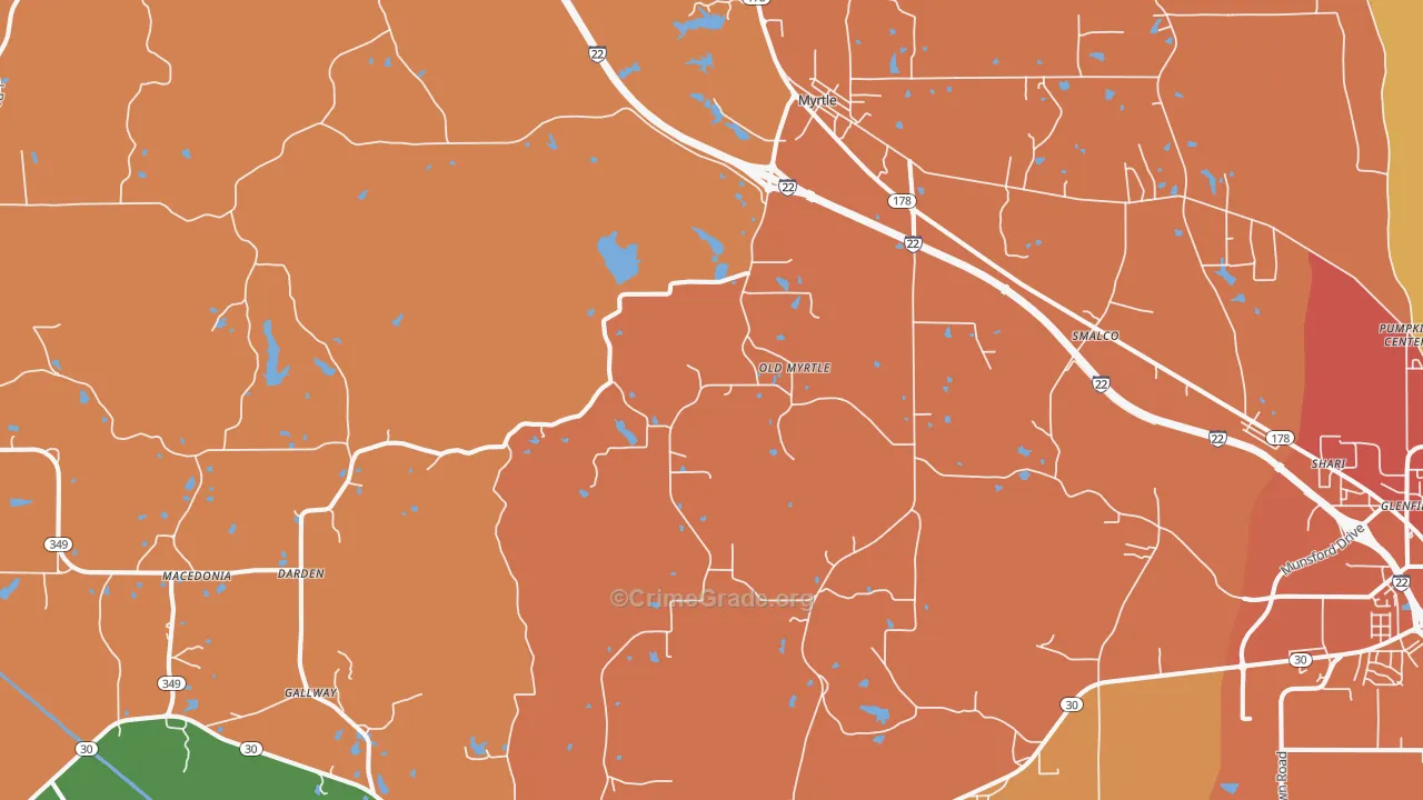 38650, MS Map of Drug-Related Crime Rates