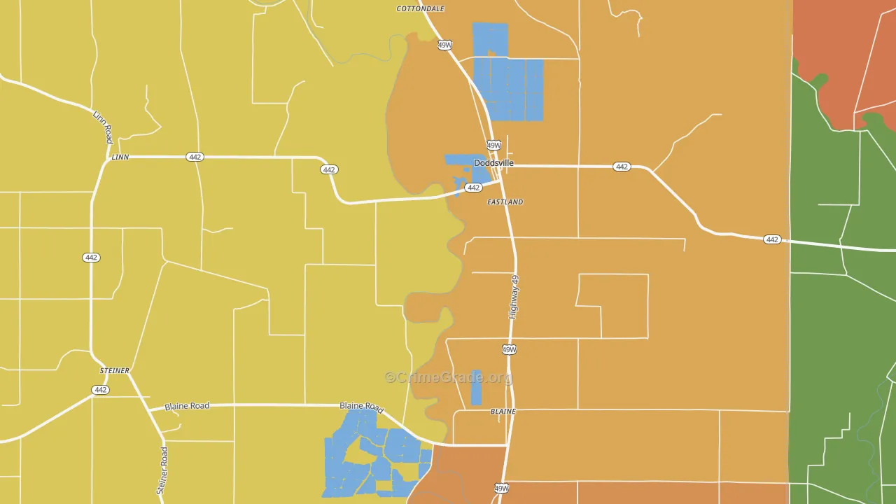 38736, MS Map of Drug-Related Crime Rates