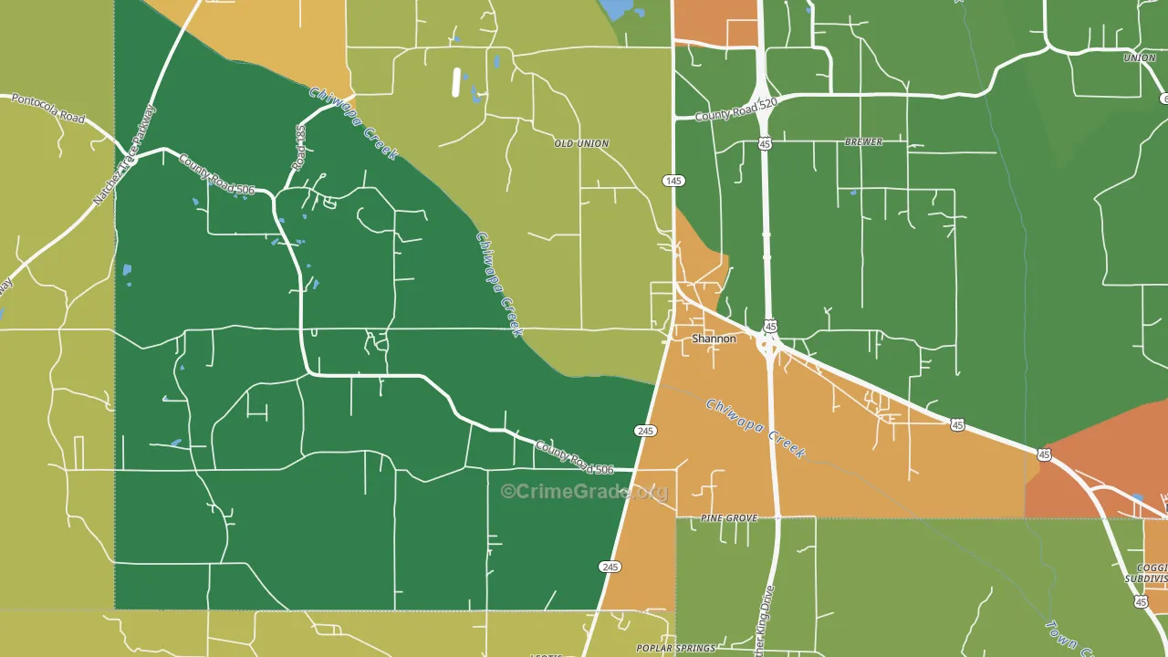 38868, MS Map of Drug-Related Crime Rates
