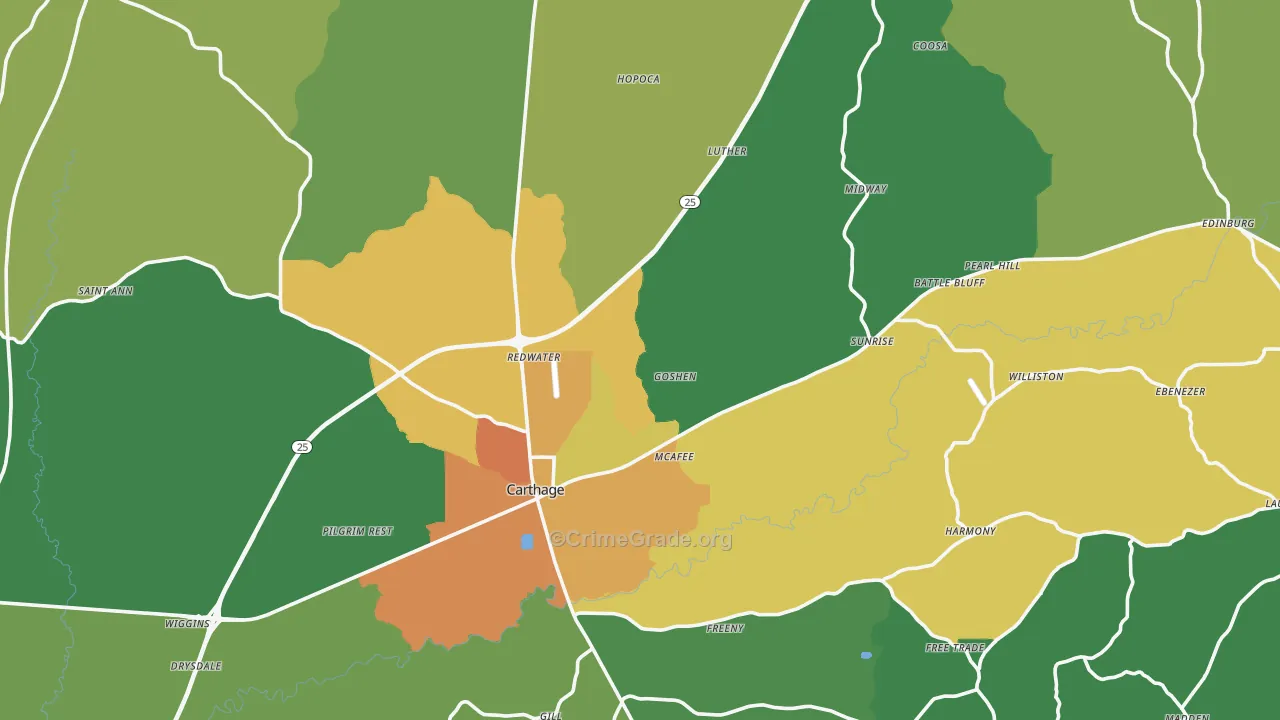 39051, MS Map of Drug-Related Crime Rates