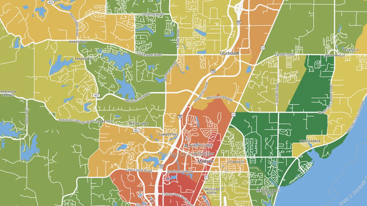 39110, MS Map of Drug-Related Crime Rates